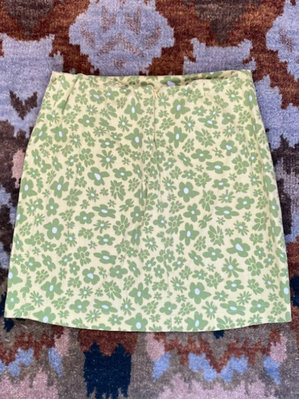 Yellow and green floral miniskirt